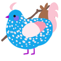 A sky and rose chicken with a speckle pattern