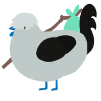 A silver and black chicken