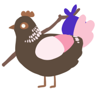 A bark and rose chicken with a neck-band pattern
