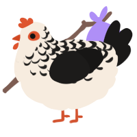 A cream and sable chicken with a half-lace pattern