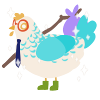 Soprano, a cream and aqua chicken with a half-lace pattern