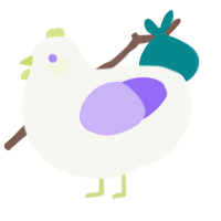 A white and lilac chicken