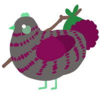 A grey and wine chicken with a bar pattern