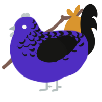 A indigo and black chicken with a half-lace pattern