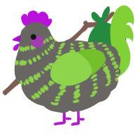 A grey and grass chicken with a bar pattern
