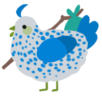 A mist and sapphire chicken with a speckle pattern