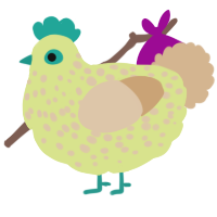 A lemon and beige chicken with a speckle pattern