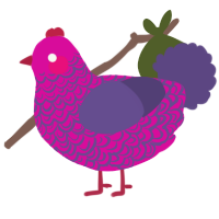 A fuchsia and overcast chicken with a double-lace pattern