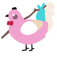 A pink and cream chicken