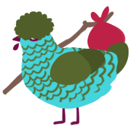 A aqua and olive chicken with a lace pattern