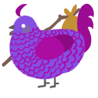 Jamboree, a blurple and plum chicken with a lace pattern