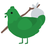 A viridian chicken with a head pattern
