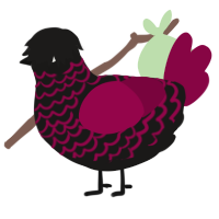 A sable and maroon chicken with a lace pattern