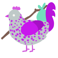 A silver and amethyst chicken with a speckle pattern