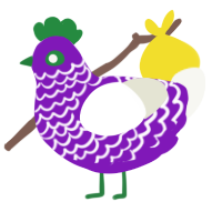 A violet and white chicken with a lace pattern