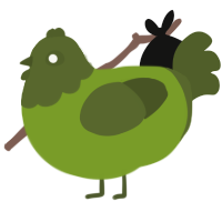 A chartreuse and olive chicken with a head pattern