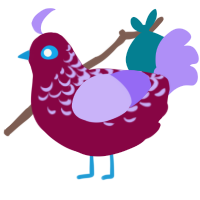 A maroon and lilac chicken with a half-lace pattern