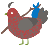 A red and grey chicken with a double-lace pattern