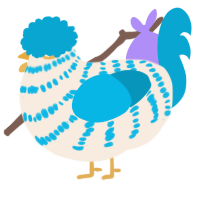 A cream and cerulean chicken with a bar pattern