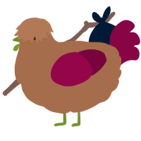 A brown and maroon chicken