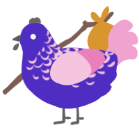 A indigo and pink chicken with a half-lace pattern