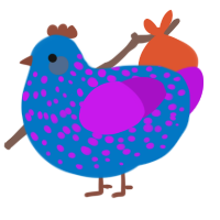 A sapphire and amethyst chicken with a speckle pattern