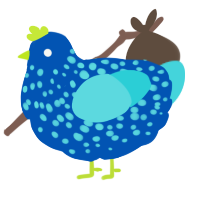 A ultramarine and aqua chicken with a speckle pattern