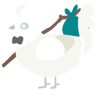 TEK, a white chicken with a head pattern