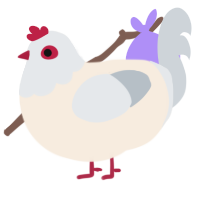 A cream and mist chicken with a head pattern