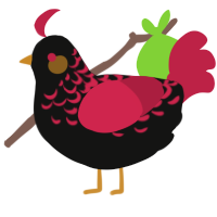 A black and crimson chicken with a half-lace pattern
