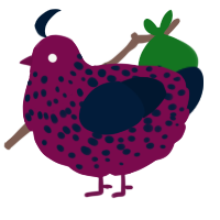 A wine and tumblr chicken with a speckle pattern