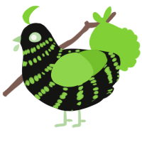 A black and grass chicken with a bar pattern