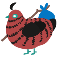 A red and sable chicken with a bar pattern