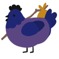 A overcast and navy chicken with a head pattern