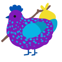 A violet and cerulean chicken with a speckle pattern