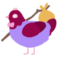 A lilac and maroon chicken with a head pattern