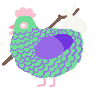A spring and blurple chicken with a lace pattern