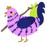 A lavender and navy chicken with a bar pattern