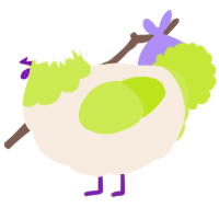 A cream and lime chicken with a head pattern
