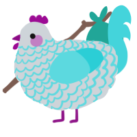 A mist and aqua chicken with a lace pattern