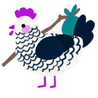 A white and tumblr chicken with a lace pattern