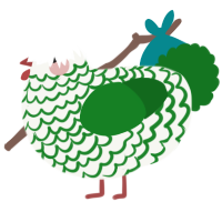 A white and leaf chicken with a lace pattern