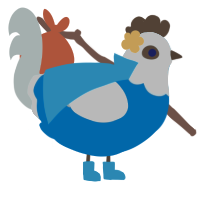 A sapphire and silver chicken with a head pattern