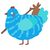 A sky and aqua chicken with a bar pattern