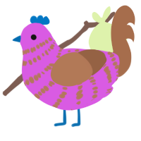 A orchid and brown chicken with a bar pattern