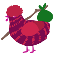 A wine and crimson chicken with a bar pattern