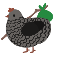 A grey and sable chicken with a lace pattern