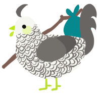 Curio, a white and grey chicken with a double-lace pattern
