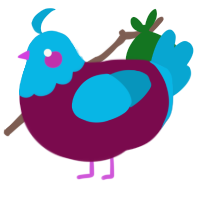 A wine and cerulean chicken with a head pattern