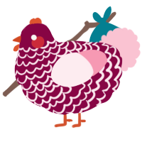A maroon and rose chicken with a lace pattern